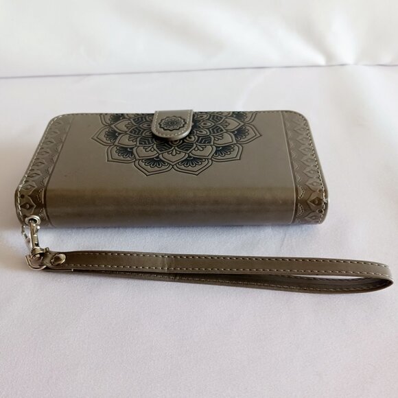 Gray Faux Leather iPhone 13 Pro Max Wallet Case - Picture 10 of 10